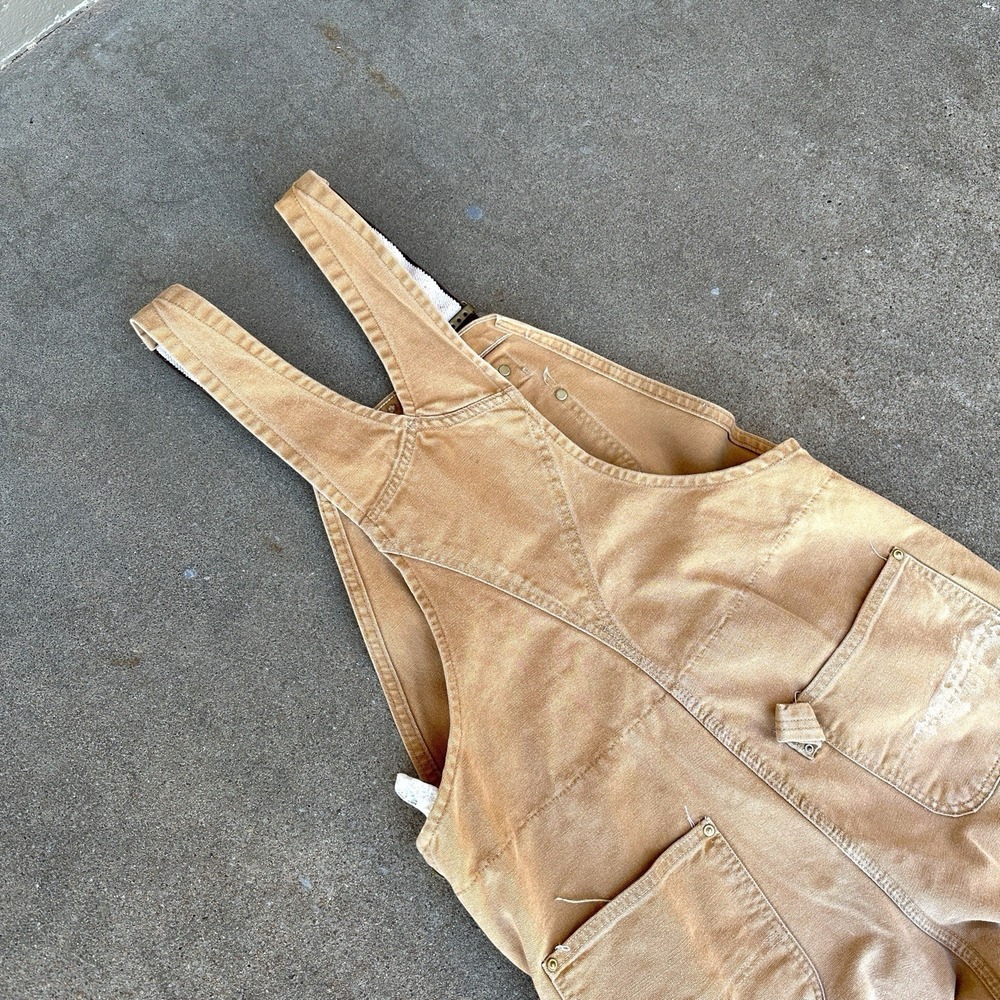 VTG Carhartt Quilted Insulated Duck Bib Overalls Mens 34x34 Double Knee R02 BRN - Picture 16 of 16